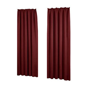 Deconovo Super Soft Blackout Curtains Pencil Pleat Curtains Thermal Insulated Curtains for Girls Room W55 x L114 Inch Red 2 Panels