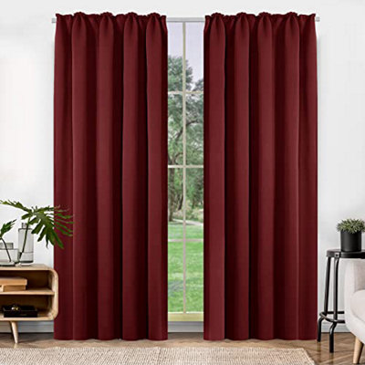 Deconovo Super Soft Blackout Curtains Pencil Pleat Curtains Thermal Insulated Curtains for Girls Room W55 x L114 Inch Red 2 Panels