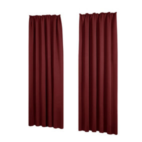 Deconovo Super Soft Blackout Curtains Pencil Pleat Curtains Thermal Insulated Curtains for Girls Room W55 x L54 Inch Red 2 Panels