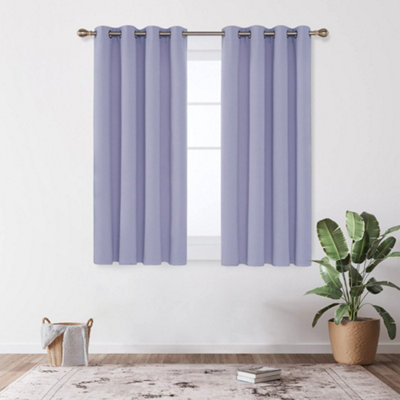 Deconovo Super Soft Blackout Thermal Insulated Curtains Eyelet Curtains for Kids Bedroom, Light Purple, 42 x 63 Inch, One Pair