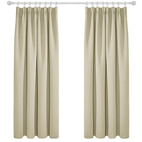 Deconovo Super Soft Curtains Pencil Pleat Curtains Thermal Insulated Blackout Curtains 66 x 72 Beige Two Panels