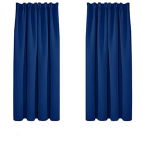 Deconovo Super Soft Curtains Thermal Insulated Blackout Curtains Pencil Pleat Curtains 52x54 Inch Blue 2 Panels
