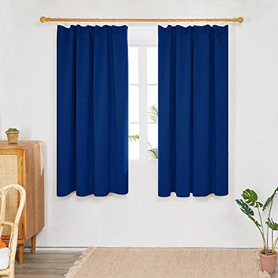 Deconovo Super Soft Curtains Thermal Insulated Blackout Curtains Pencil Pleat Curtains 52x54 Inch Blue 2 Panels