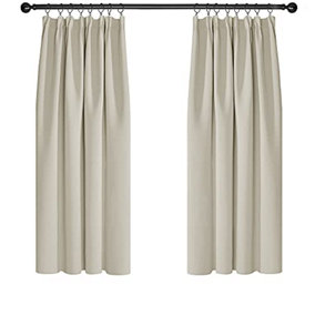 Deconovo Super Soft Curtains Thermal Insulated Pencil Pleat Blackout Curtains 46 x 54 Inch Light Beige 2 Panels