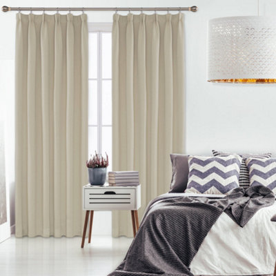 Deconovo Super Soft Curtains Thermal Insulated Pencil Pleat Blackout Curtains for Livingroom 46 x 54 Beige Two Panels