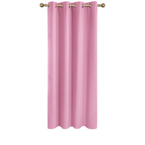 Deconovo Super Soft Eyelet Curtain Thermal Insulated Blackout Curtain for Bedroom 52"x 84" Pink 1 Panel
