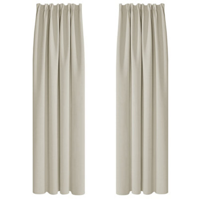 Deconovo Super Soft Pencil Pleat Curtains Thermal Curtains Blackout Curtains for Girls Bedroom Light Beige W55 x L82 Inch 2 Panels