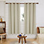 Deconovo Super Soft Ring Top Thermal Insulated Blackout Curtains for Bedroom Eyelet 55x69 Inch Two Panels Beige