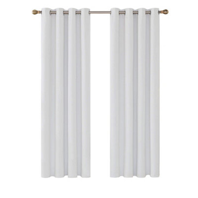 Deconovo Super Soft Room Darkening Curtains 46 x 90 Inch White Two Panels