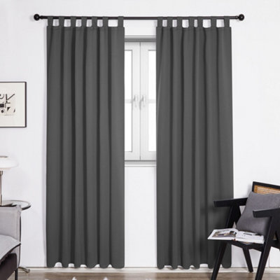 Deconovo Super Soft Solid Blackout Curtains Tab Top Curtains Thermal Insulated Curtains for Door Dark Grey W55 x L82 Inch One Pair