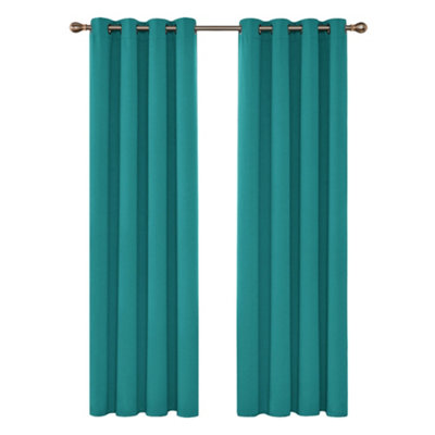 Deconovo Super Soft Solid Thermal Insulated Blackout Curtains for Bedroom Eyelet 55x96 Inch Two Panels Turquoise