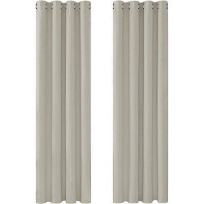 Deconovo Super Soft Solid Thermal Insulated Eyelet Blackout Curtains for Living room 55x69 Inch Two Panels Light Beige