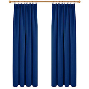 Deconovo Super Soft Thermal Insulated Energy Saving Blackout Curtains Pencil Pleat Curtains 52x90 Inch Blue 2 Panels