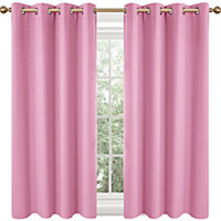 Deconovo Super Soft Thermal Insulated Eyelet Blackout Curtains for Office 55 x 90 Inch Pink 2 Panels