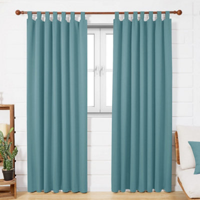 Deconovo Tab Top Blackout Curtains Thermal Window Treatments Room Darkening Curtains for Living Room Sky Blue 42 x 95 Inch 1 Pair