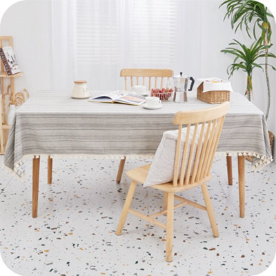Deconovo Tablecloth Wipe Clean Faux Linen Table Cloth Rectangle Waterproof for Dining Room 137x200cm (54x79 in) Light Grey