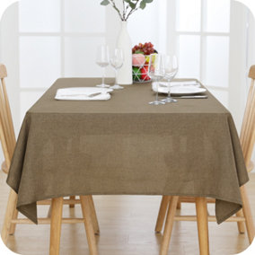 Deconovo Tablecloth Wipeable Faux Linen Water Resistant Tablecloth Rectangular Table Cover 137x200cm Taupe