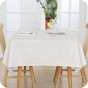 Deconovo Tablecloth Wipeable Faux Linen Water Resistant Tablecloth Rectangular Table Cover 137x200cm White