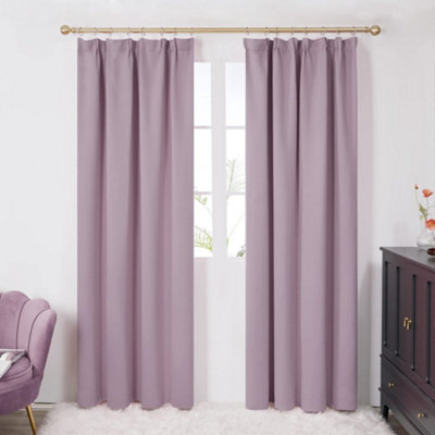 Deconovo Thermal Curtains Blackout Curtains Pencil Pleat Curtains for Boys Living Room Pink Lavender W55 x L82 Inch 2 Panels