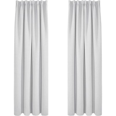 Deconovo Thermal Curtains Pencil Pleat Curtains Blackout Curtains for Living Room Silver Grey W55xL70 Inch One Pair