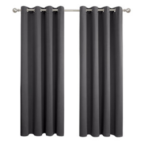 Deconovo Thermal Insulated Blackout Curtains Energy Saving Curtains Eyelet Blackout Curtains 52 x 95 Inch Dark Grey 2 Panels
