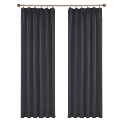 Deconovo Thermal Insulated Blackout Curtains Energy Saving Curtains Pencil Pleat 52 x 63 Inch Dark Grey 2 Panels