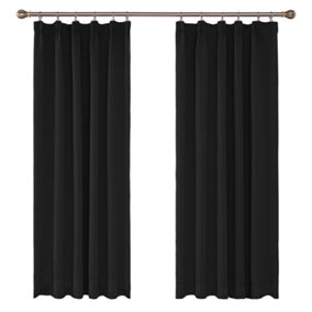 Deconovo Thermal Insulated Blackout Curtains Energy Saving Curtains Pencil Pleat Noise Reducing 42 x 54 Inch Black 2 Panels