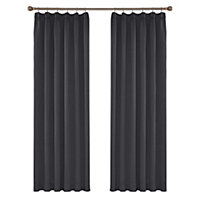 Deconovo Thermal Insulated Blackout Curtains Energy Saving Curtains Pencil Pleat Noise Reducing 52 x 84 Inch Dark Grey 2 Panels