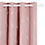 Deconovo Thermal Insulated Blackout Curtains Silver Wave Foil Printed Eyelet Curtains Coral Pink W66 x L54 Inch One Pair