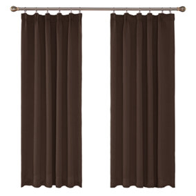 Deconovo Thermal Insulated Blackout Pencil Pleat Curtains Energy Saving Curtains Noise Reducing 42 x 95 Inch Brown 2 Panels