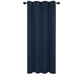 Deconovo Thermal Insulated Curtain Eyelet Blackout Curtain Lining Single Curtain for Door 52"x 54" Navy Blue 1 Panel