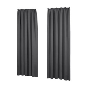 Deconovo Thermal Insulated Curtains Blackout Curtains Pencil Pleat Curtains for Bedroom Dark Grey W55 x L54 Inch 2 Panels