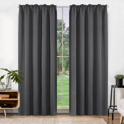 Deconovo Thermal Insulated Curtains Blackout Curtains Pencil Pleat Curtains for Bedroom Dark Grey W55 x L63 Inch 2 Panels