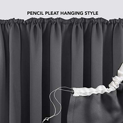 Deconovo Thermal Insulated Curtains Blackout Curtains Pencil Pleat Curtains for Bedroom Dark Grey W55 x L69 Inch 2 Panels
