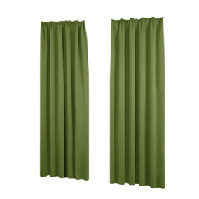 Deconovo Thermal Insulated Curtains Blackout Curtains Pencil Pleat Curtains for Living Room, Nursery W55 x L63 Inch Green 1 Pair