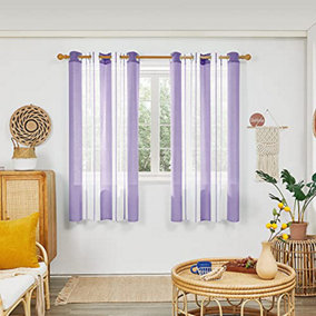 Deconovo Voile Curtains Semi Transparent Soft Decorative Striped Yarn-dyed Sheer Curtains Eyelet, 55 x 72 Inch Purple 2 Panels