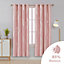 Deconovo Wave Line Foil Printed Blackout Curtains, Thermal Eyelet Energy Efficiency Curtains, W55 x L54 Inch, Coral Pink, 2 Panels