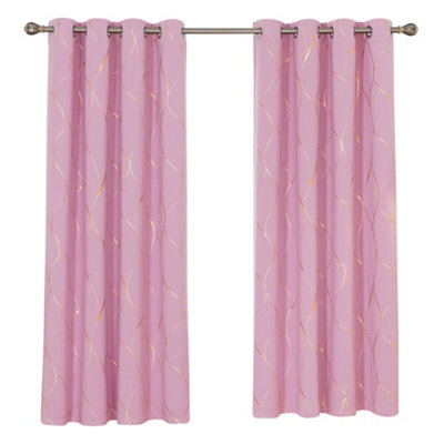 Deconovo Window Treatment Eyelet Room Darkening Curtains, Gold Wave