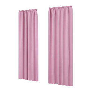Deconovo Window Treatment Pencil Pleat Curtains Blackout Curtains Thermal Insulated Curtains for Girls Bedroom W55xL87 Pink 1 Pair