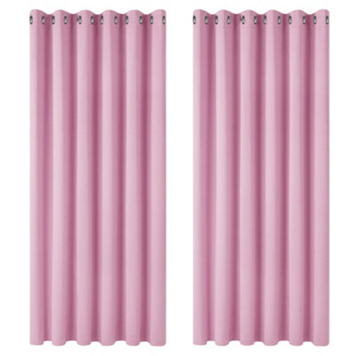 Deconovo Window Treatment Super Soft Thermal Insulated Eyelet Blackout Curtains Bedroom 90 x 108 Inch Pink 2 Panels