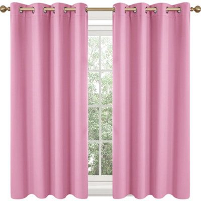 Deconovo Window Treatment Thermal Insulated Bedroom Curtains Eyelet Blackout Curtains 55 x 72 Drop Inch Pink 2 Panels