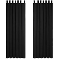 Deconovo Window Treatments Tab Top Curtains Thermal Blackout Insulated Curtains for Bedroom Black W55 x L82 Inch One Pair