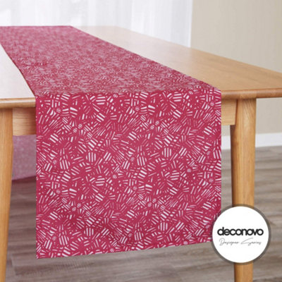 Deconovo Wipeable Table Cover with Sketch Pattern Rectangle Table Runner Water Resistant Table Runner for Wedding Red 30x275cm