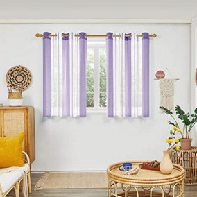 Deconovo Yarn-dyed Voile Curtains Semi Transparent Net Curtains Eyelet Sheer Curtains, Purple 55 x 54 2 Panels