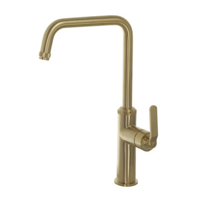 Decor Brushed Brass Single Lever Kitchen Sink Mixer Tap Knurled Handle