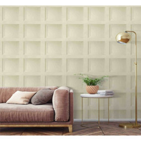 Decor Wood Panel 3D Effect Wooden Panelling Feature Modern Wallpaper Cream