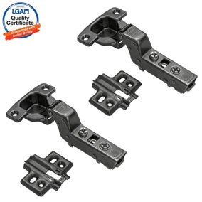 DecorandDecor - 2x Black Nickel Plated CLIP Top Soft Close 110 degrees INSET Cabinet Hinge Mounting Plate