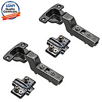 DecorandDecor - 2x Black Nickel Plated Cruciform Euro Plates - CLIP Top Soft Close 110 degrees INSET Cabinet Hinge Mounting Plate