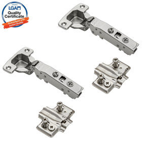 DecorandDecor - 2x Nickel plated Cruciform Euro Plates - CLIP Top Soft Close Cabinet Hinge 110 degrees Full Overlay Mounting Plate