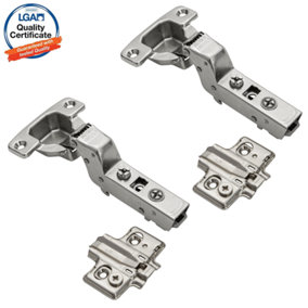 DecorandDecor - 2x Nickel plated Cruciform Plate -  CLIP Top Soft Close 110 degrees INSET Cabinet Hinge Mounting Plate